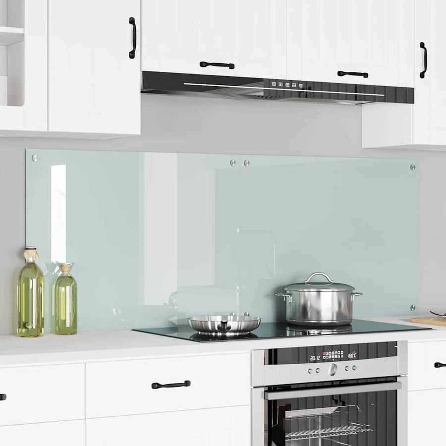 Keuken Achterwand Wit 80 x 60 x 0.8 cm gehard glas