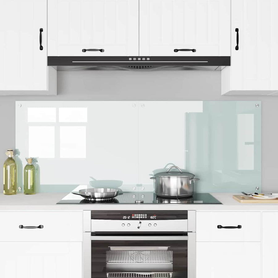 Keuken Achterwand Wit 80 x 60 x 0.8 cm gehard glas