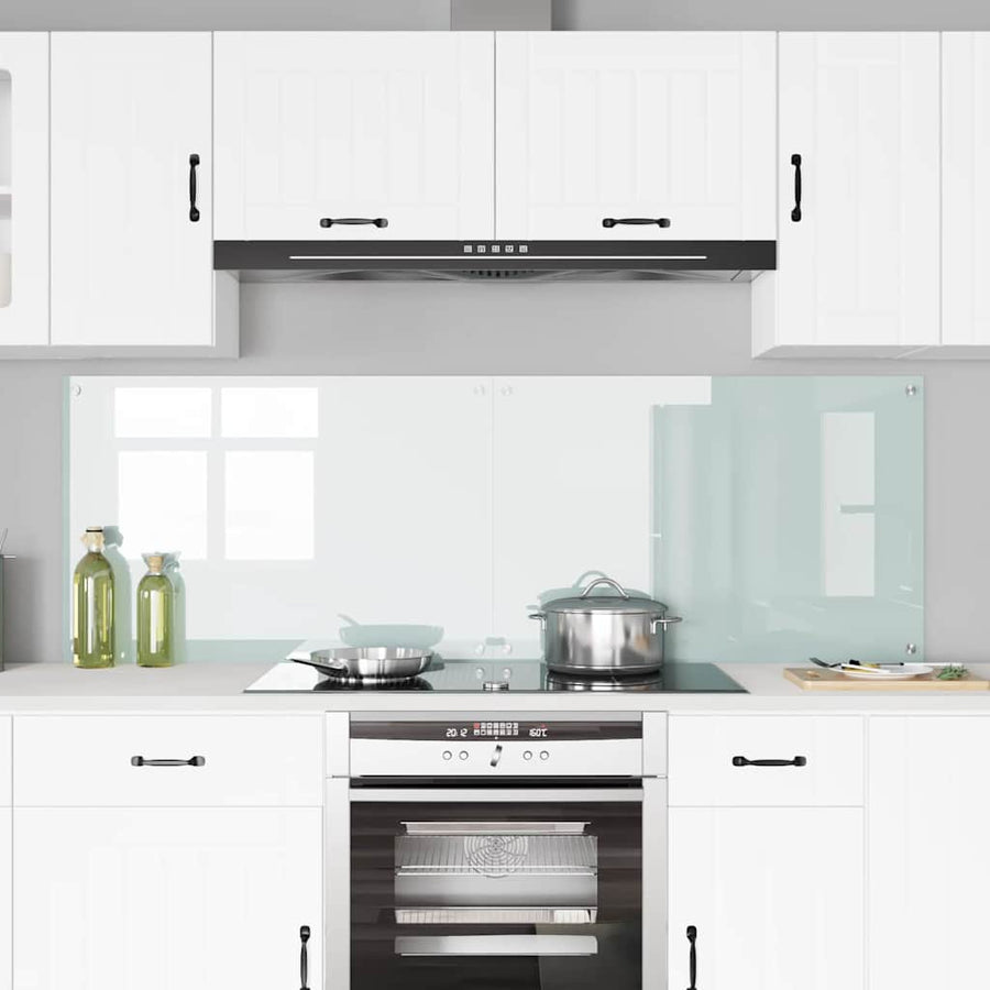 Keuken Achterwand Wit 90 x 60 x 0.8 cm gehard glas