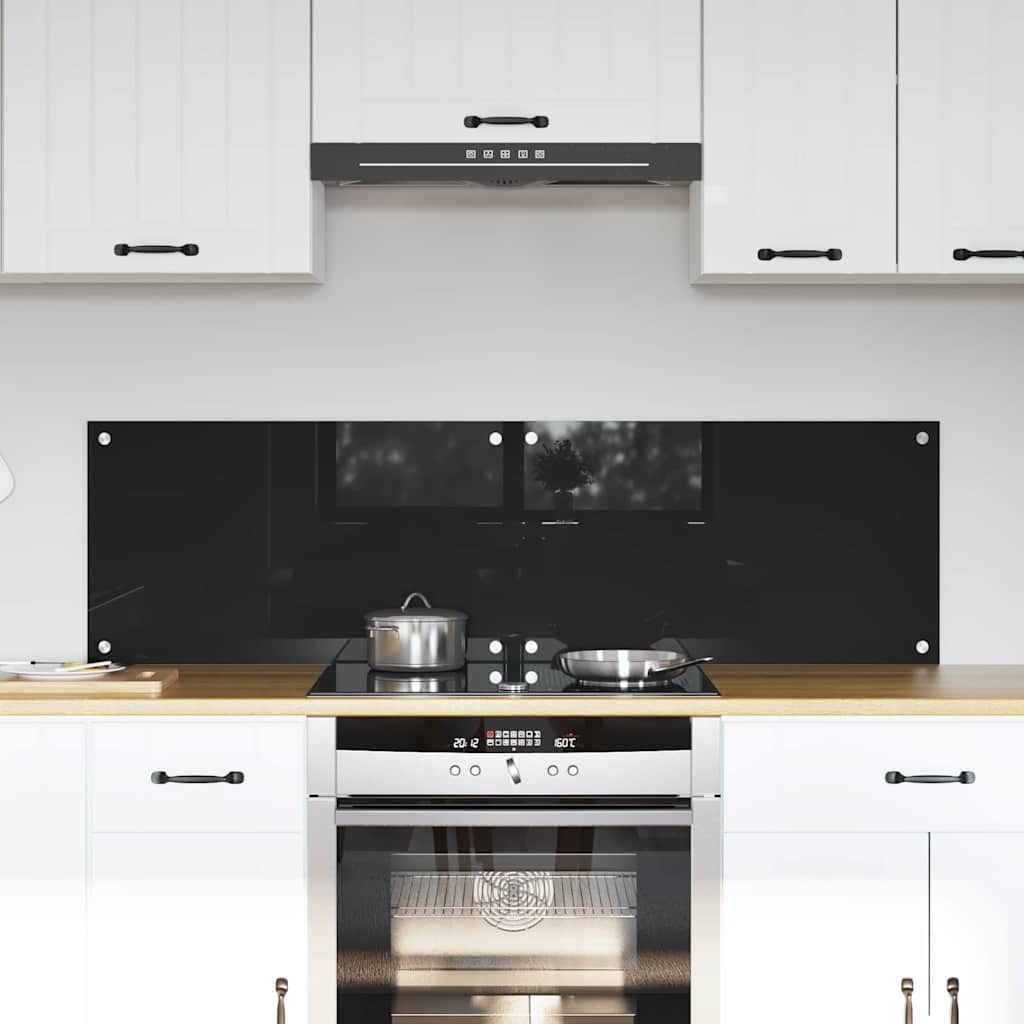 Keuken Achterwand Zwart 70 x 40 x 0,8 cm gehard glas