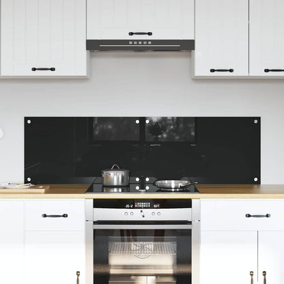 Keuken Achterwand Zwart 70 x 40 x 0,8 cm gehard glas