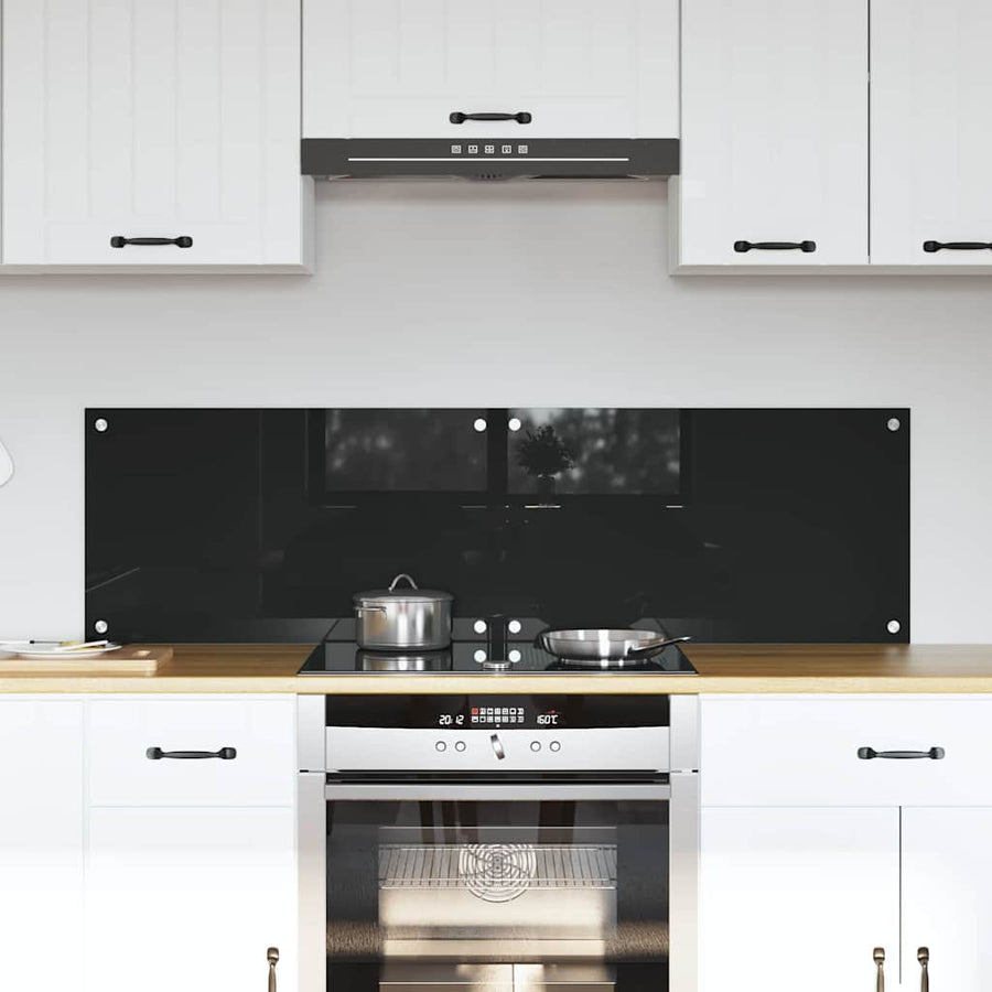 Keuken Achterwand Zwart 70 x 40 x 0,8 cm gehard glas