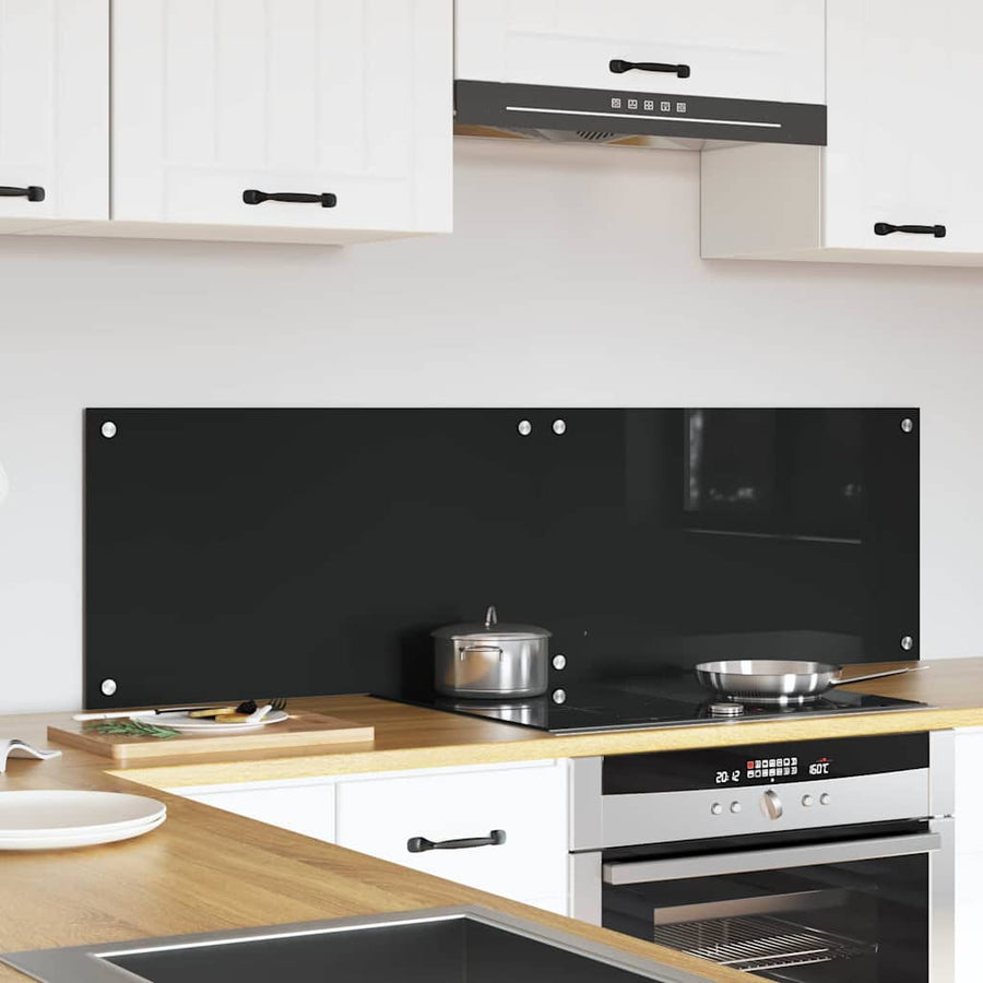 Keuken Achterwand Zwart 70 x 40 x 0,8 cm gehard glas