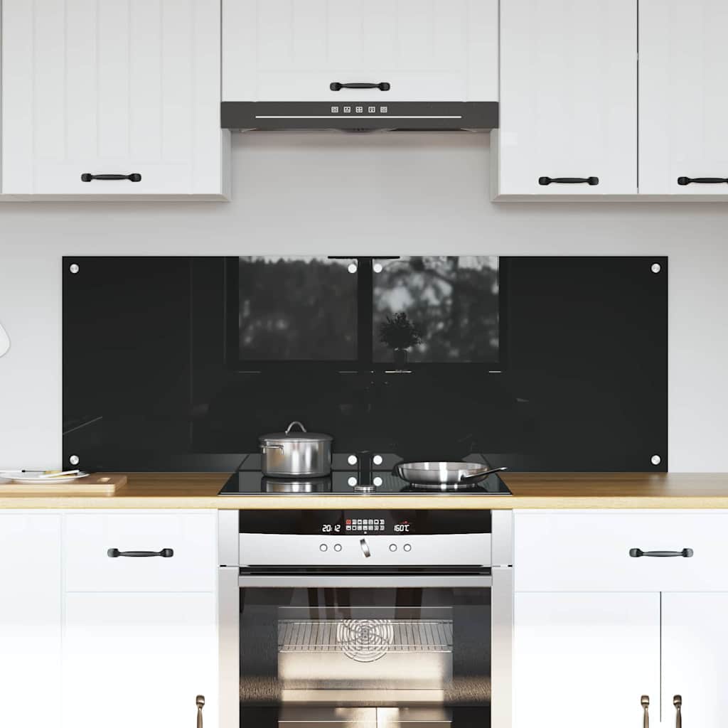 Keuken Achterwand Zwart 70 x 50 x 0.8 cm gehard glas