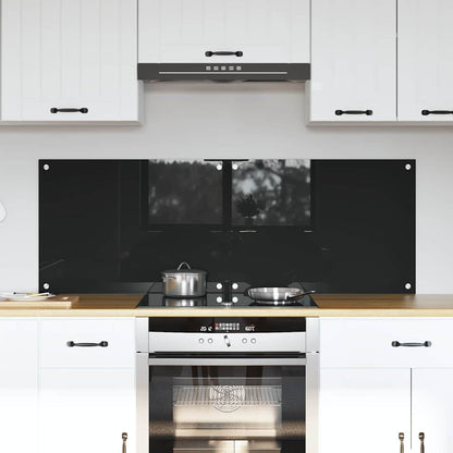 Keuken Achterwand Zwart 70 x 50 x 0.8 cm gehard glas