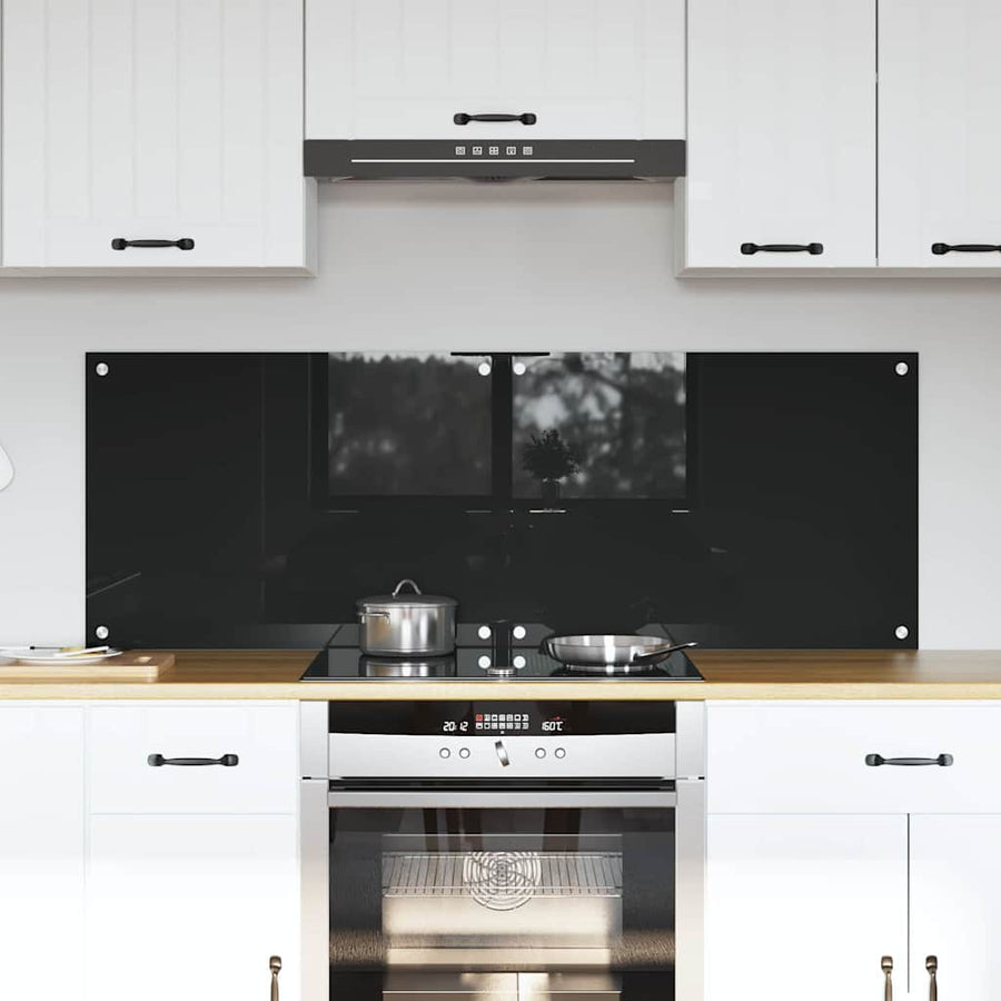 Keuken Achterwand Zwart 70 x 50 x 0.8 cm gehard glas