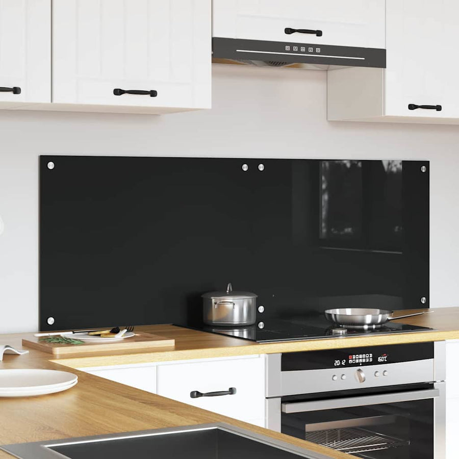 Keuken Achterwand Zwart 70 x 50 x 0.8 cm gehard glas