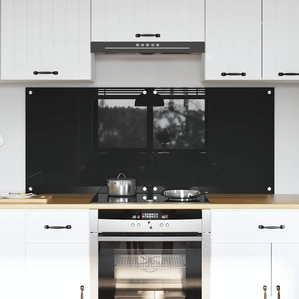 Keuken Achterwand Zwart 70 x 60 x 0.8 cm gehard glas