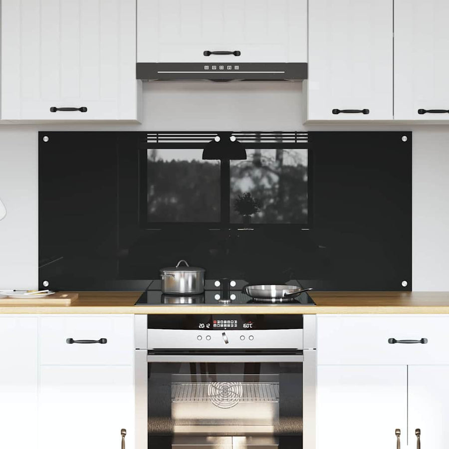 Keuken Achterwand Zwart 70 x 60 x 0.8 cm gehard glas