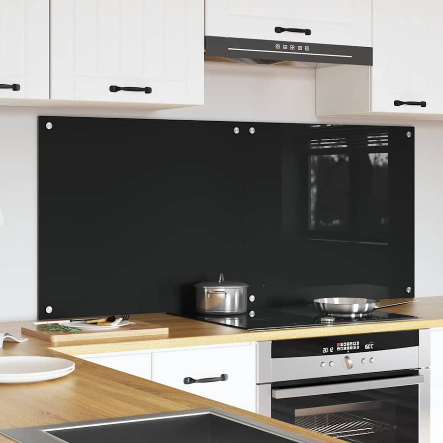 Keuken Achterwand Zwart 70 x 60 x 0.8 cm gehard glas