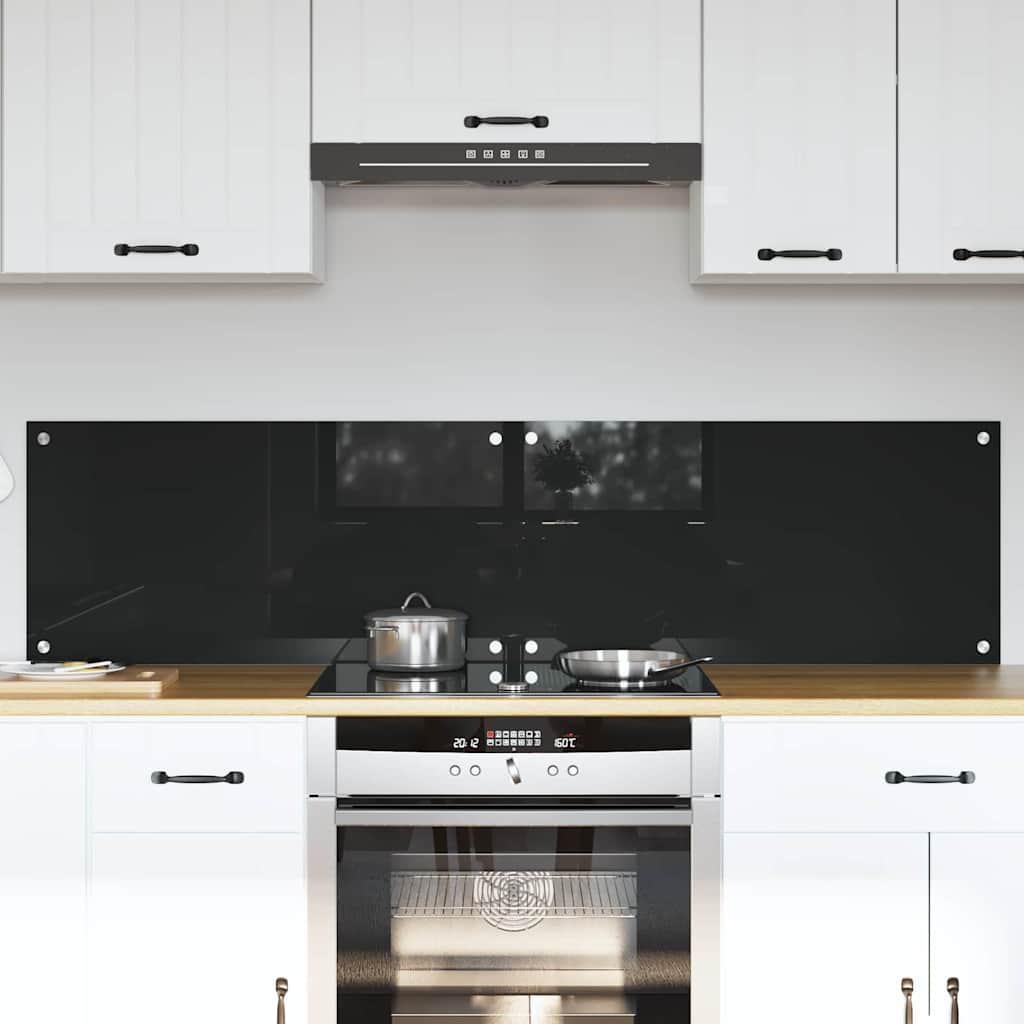 Keuken Achterwand Zwart 80 x 40 x 0.8 cm gehard glas