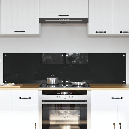 Keuken Achterwand Zwart 80 x 40 x 0.8 cm gehard glas