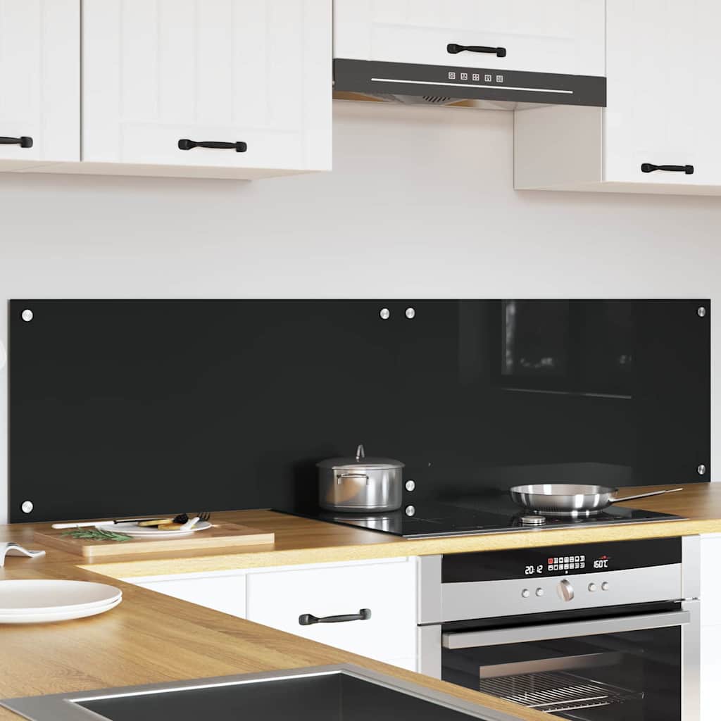 Keuken Achterwand Zwart 80 x 40 x 0.8 cm gehard glas