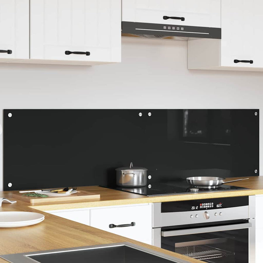 Keuken Achterwand Zwart 80 x 40 x 0.8 cm gehard glas