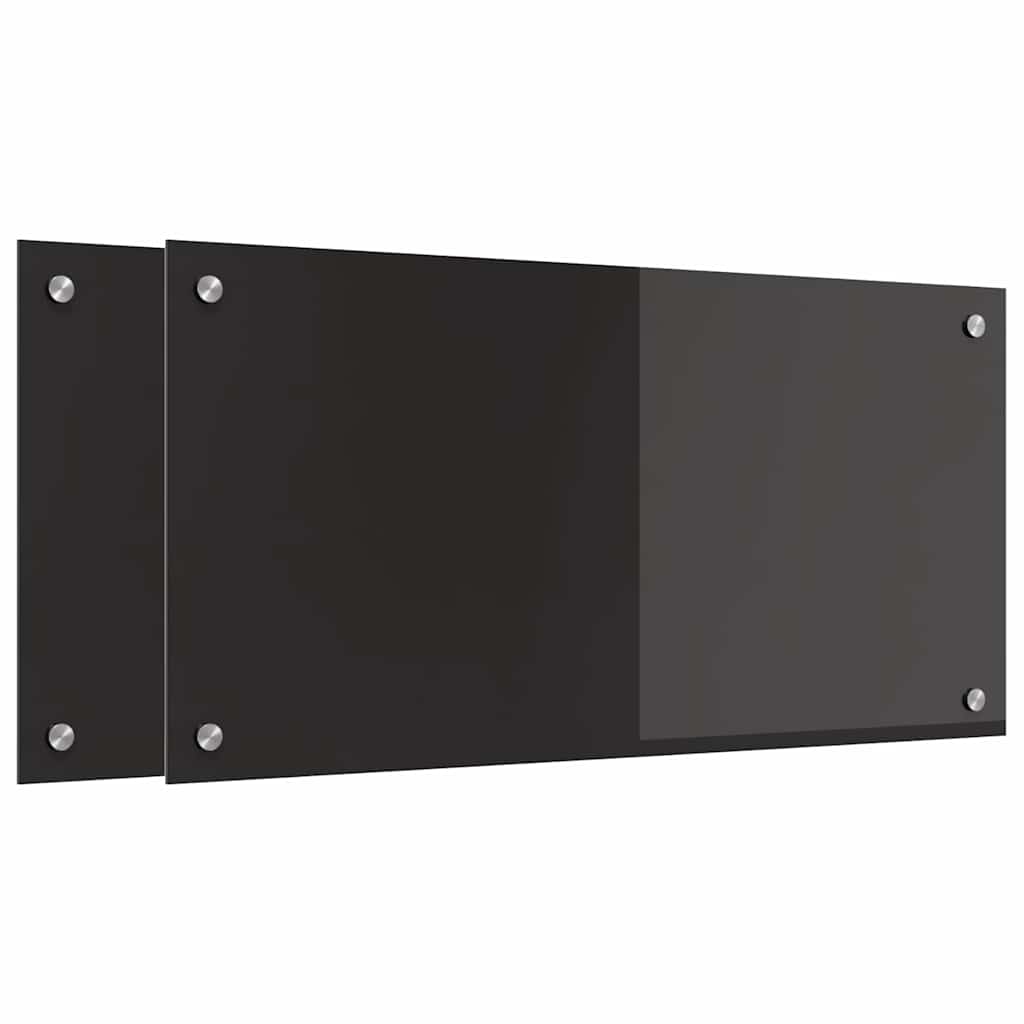 Keuken Achterwand Zwart 80 x 40 x 0.8 cm gehard glas