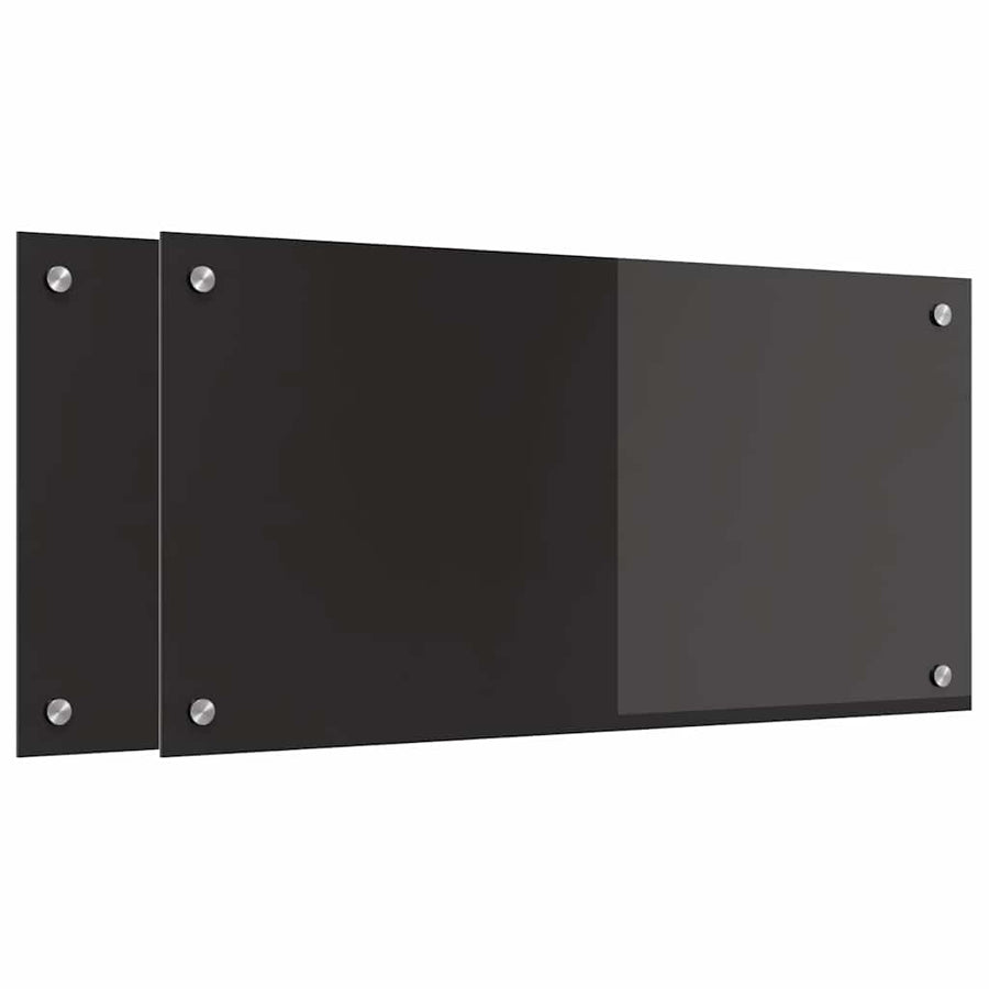 Keuken Achterwand Zwart 80 x 40 x 0.8 cm gehard glas