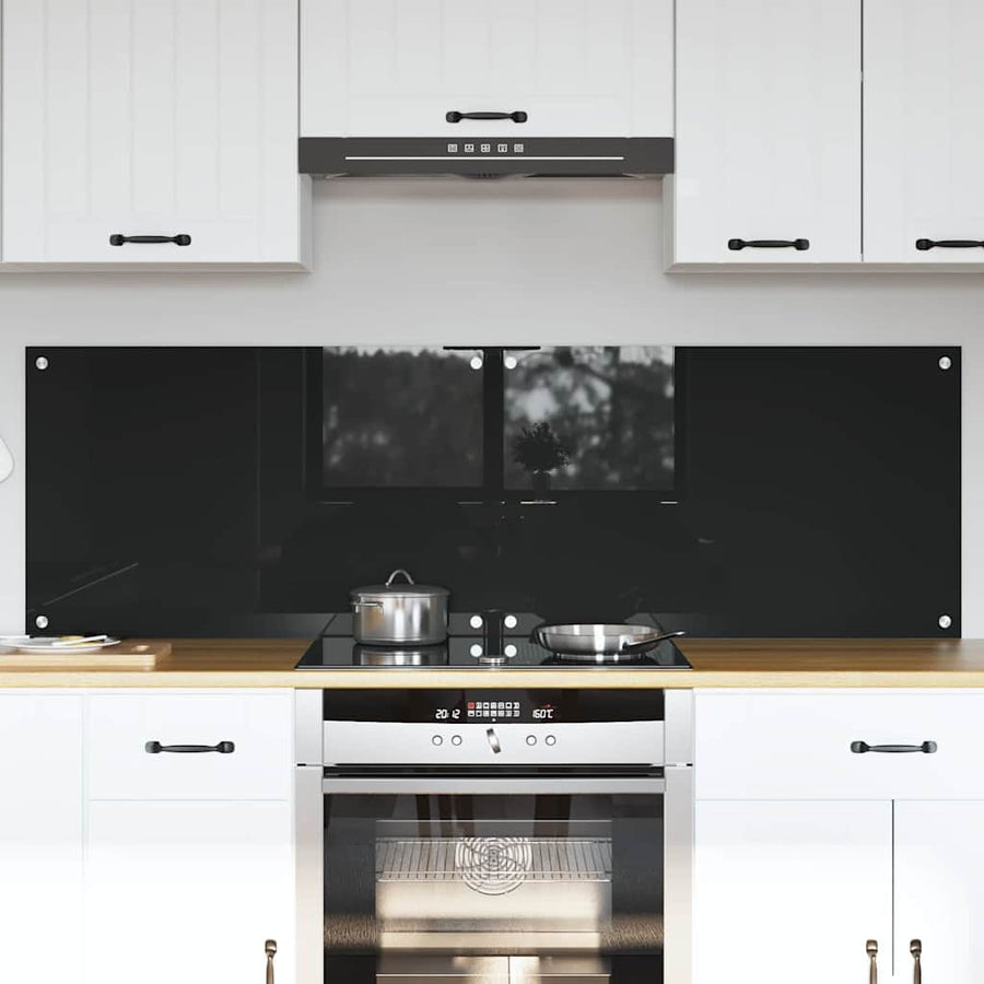 Keuken Achterwand Zwart 80 x 50 x 0.8 cm gehard glas