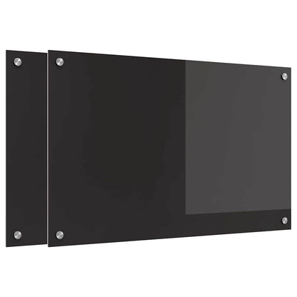 Keuken Achterwand Zwart 80 x 50 x 0.8 cm gehard glas