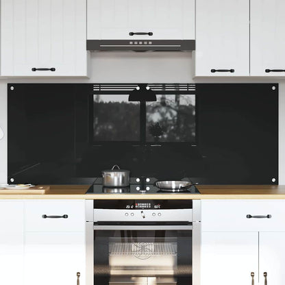 Keuken Achterwand Zwart 80 x 60 x 0.8 cm gehard glas