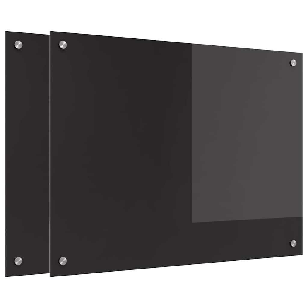 Keuken Achterwand Zwart 80 x 60 x 0.8 cm gehard glas