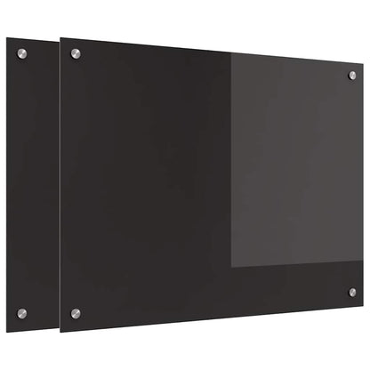 Keuken Achterwand Zwart 80 x 60 x 0.8 cm gehard glas