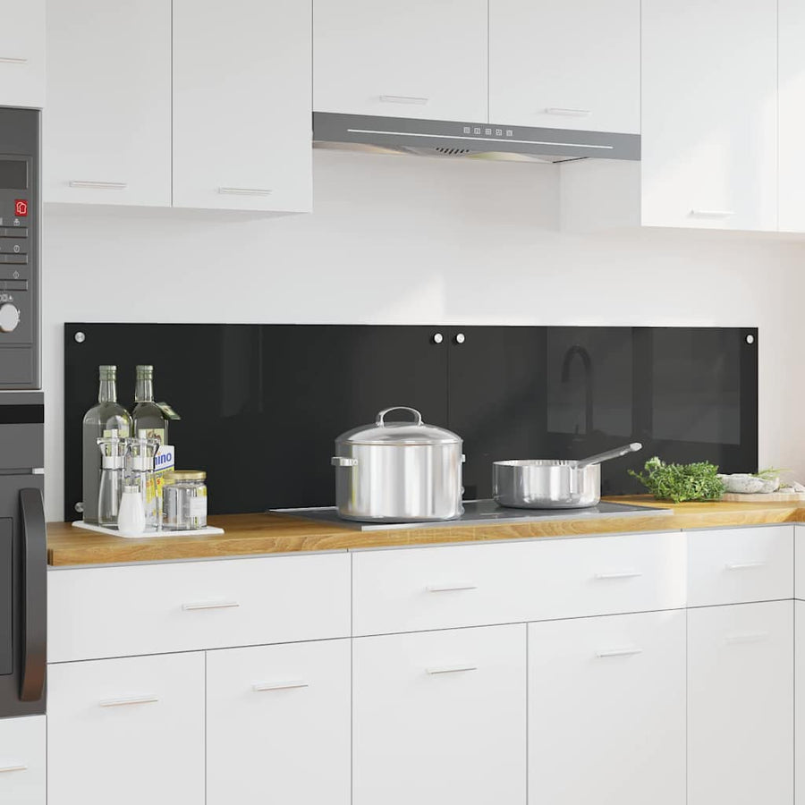 Keuken Achterwand Zwart 90 x 40 x 0,8 cm gehard glas