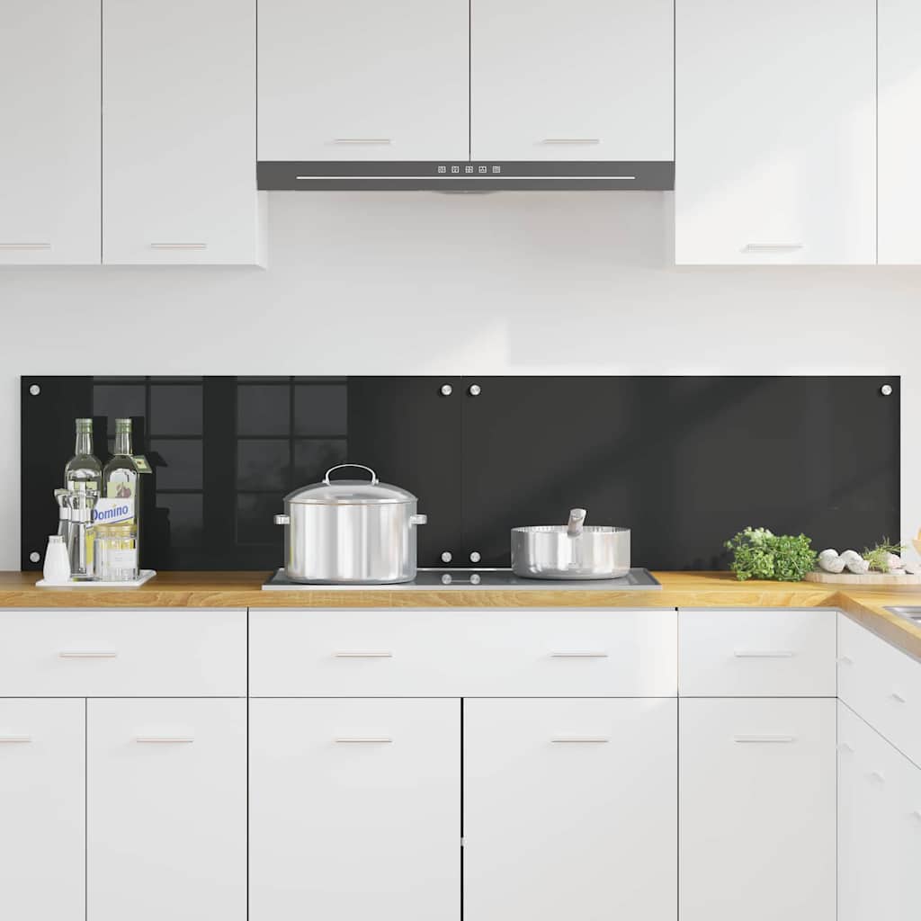 Keuken Achterwand Zwart 90 x 40 x 0,8 cm gehard glas