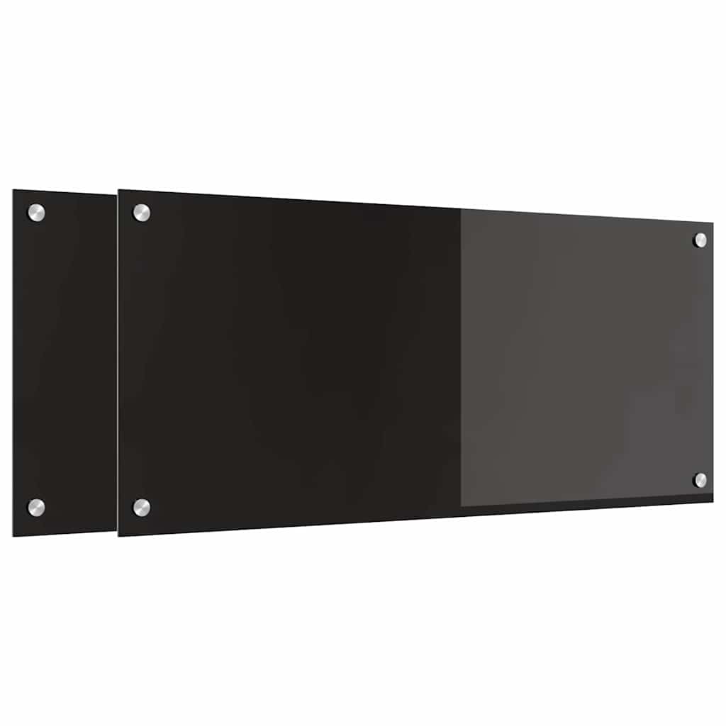 Keuken Achterwand Zwart 90 x 40 x 0,8 cm gehard glas
