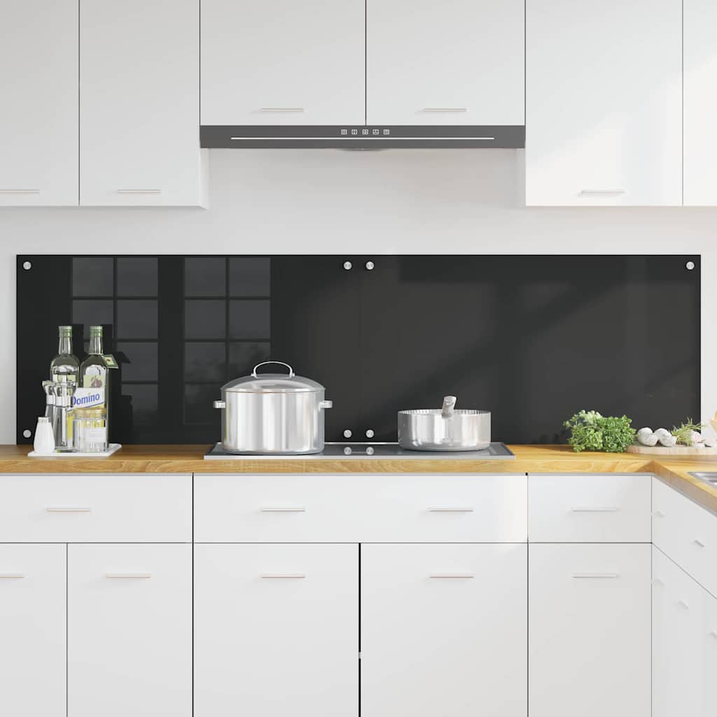 Keuken Achterwand Zwart 90 x 50 x 0.8 cm gehard glas