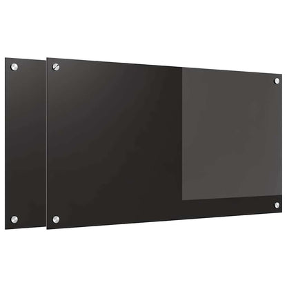 Keuken Achterwand Zwart 90 x 50 x 0.8 cm gehard glas