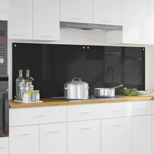 Keukenachterwand 2 pcs Zwart 90 x 60 cm gehard glas