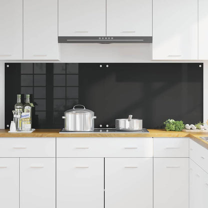 Keukenachterwand 2 pcs Zwart 90 x 60 cm gehard glas