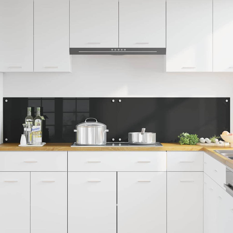 Keuken Achterwand Zwart 100 x 40 x 0,8 cm gehard glas