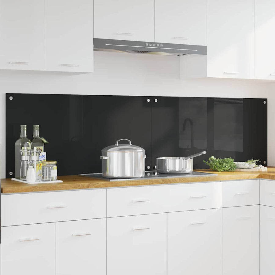 Keuken Achterwand Zwart 100 x 50 x 0,8 cm gehard glas
