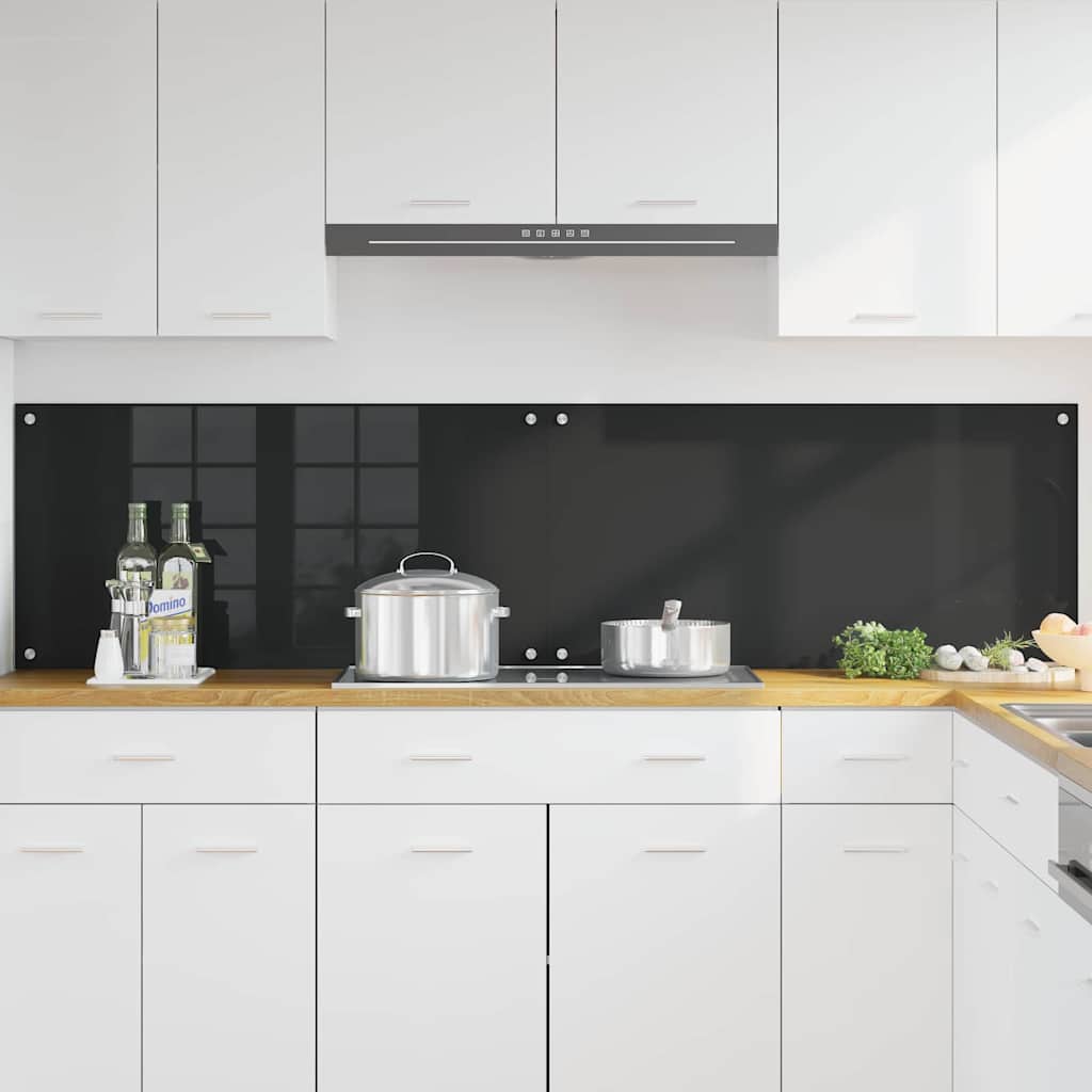 Keuken Achterwand Zwart 100 x 50 x 0,8 cm gehard glas