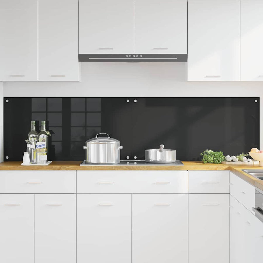 Keuken Achterwand Zwart 100 x 50 x 0,8 cm gehard glas