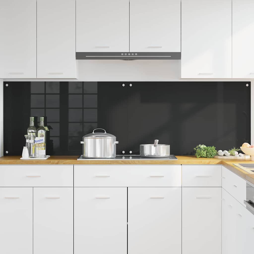 Keuken Achterwand Zwart 100 x 60 x 0,8 cm gehard glas