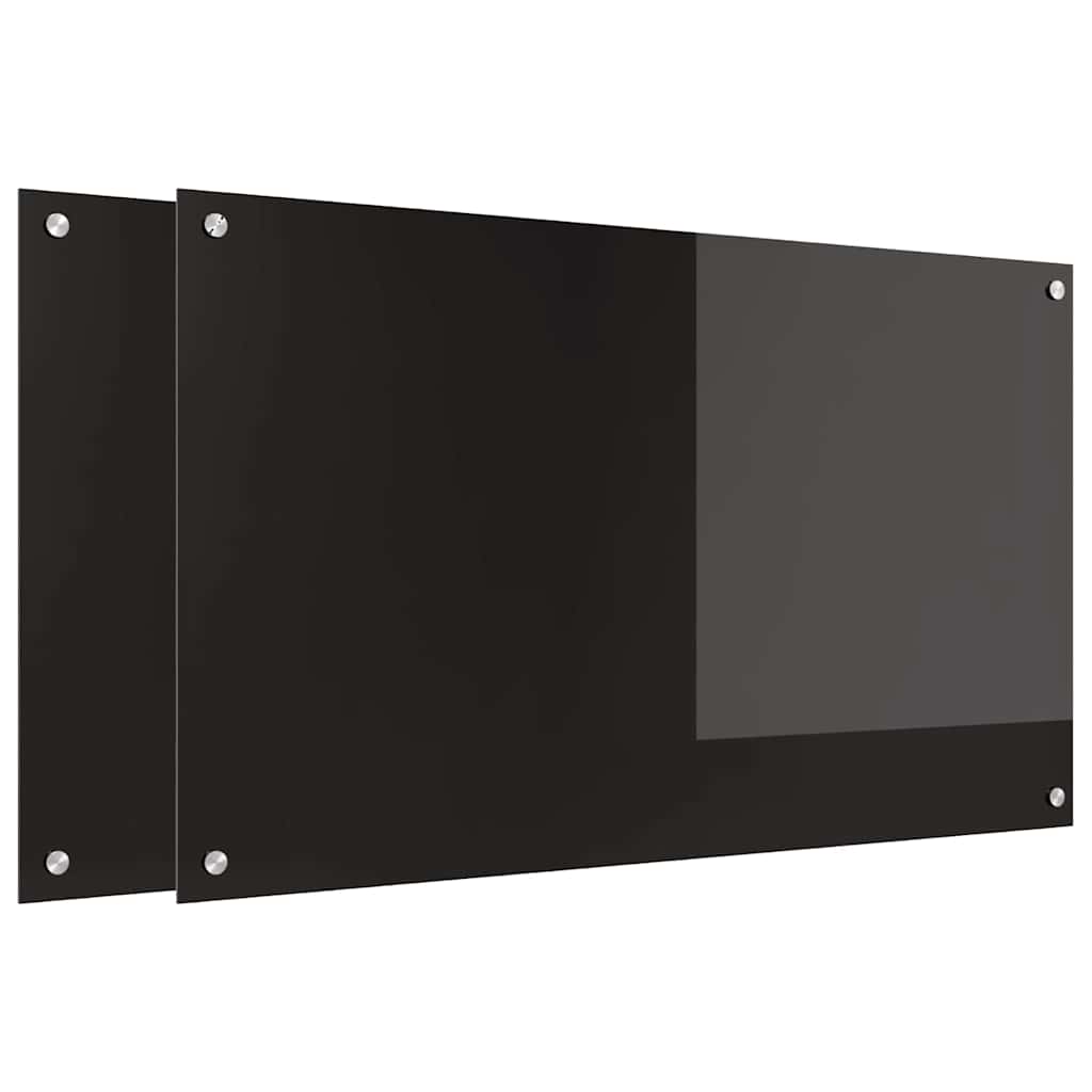 Keuken Achterwand Zwart 100 x 60 x 0,8 cm gehard glas