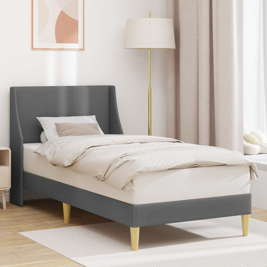 Bedframe met hoofdeinde Donkergrijs 90 x 190 cm Fluweel