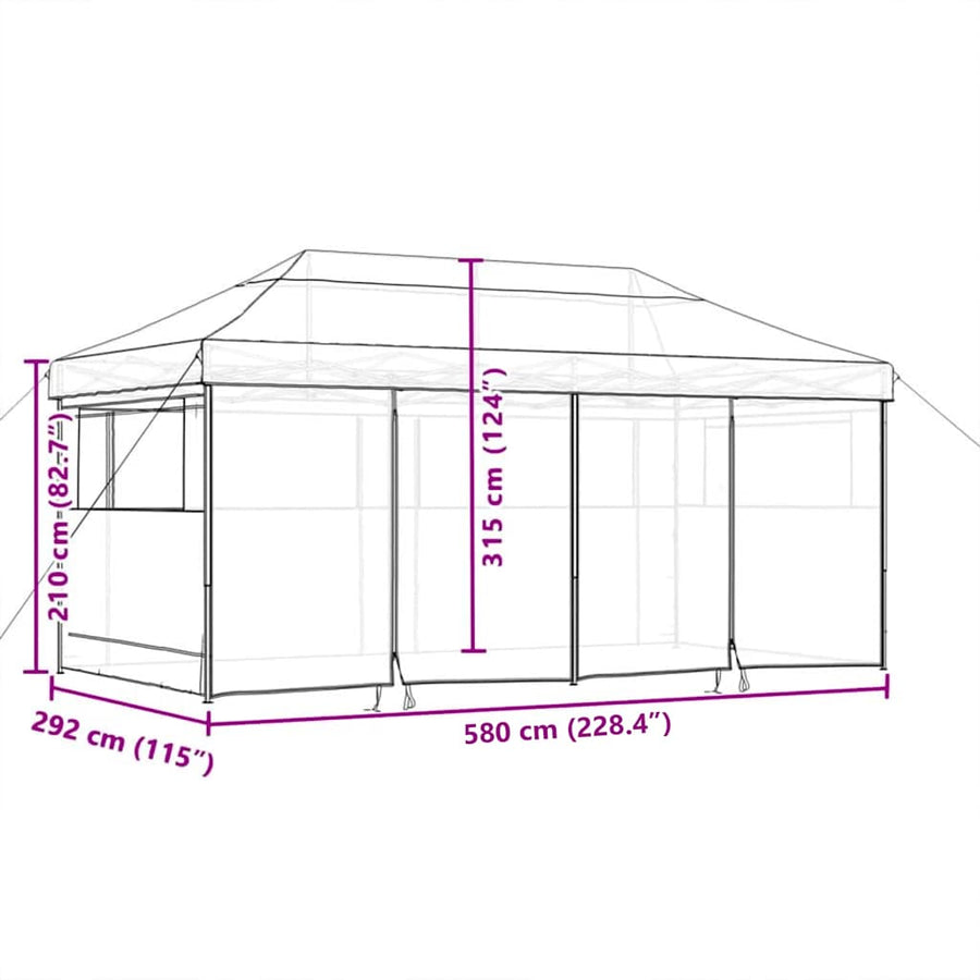 Partytent Pop-Up Taupe 580 X 292 X 315 Cm Oxford Stof Zwart