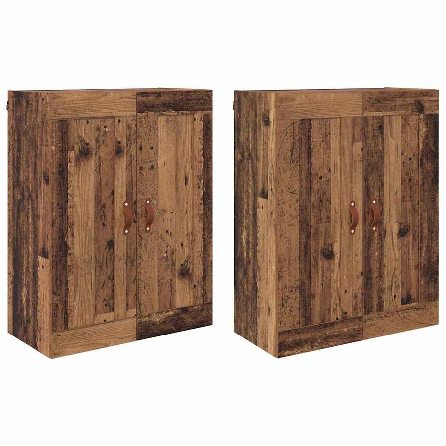 Wandkasten 2 pcs Oud Hout 69,5 x 34 x 90 cm Bewerkt hout
