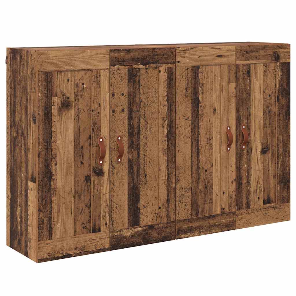 Wandkasten 2 pcs Oud Hout 69,5 x 34 x 90 cm Bewerkt hout