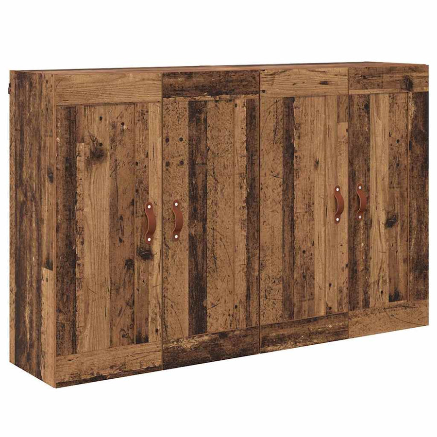 Wandkasten 2 pcs Oud Hout 69,5 x 34 x 90 cm Bewerkt hout