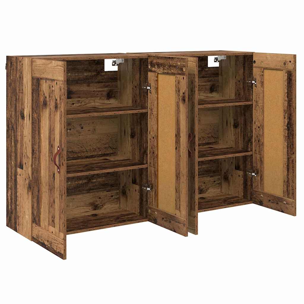 Wandkasten 2 pcs Oud Hout 69,5 x 34 x 90 cm Bewerkt hout