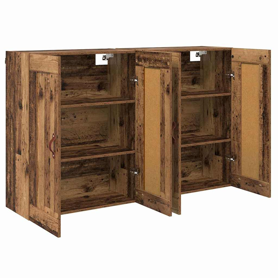 Wandkasten 2 pcs Oud Hout 69,5 x 34 x 90 cm Bewerkt hout