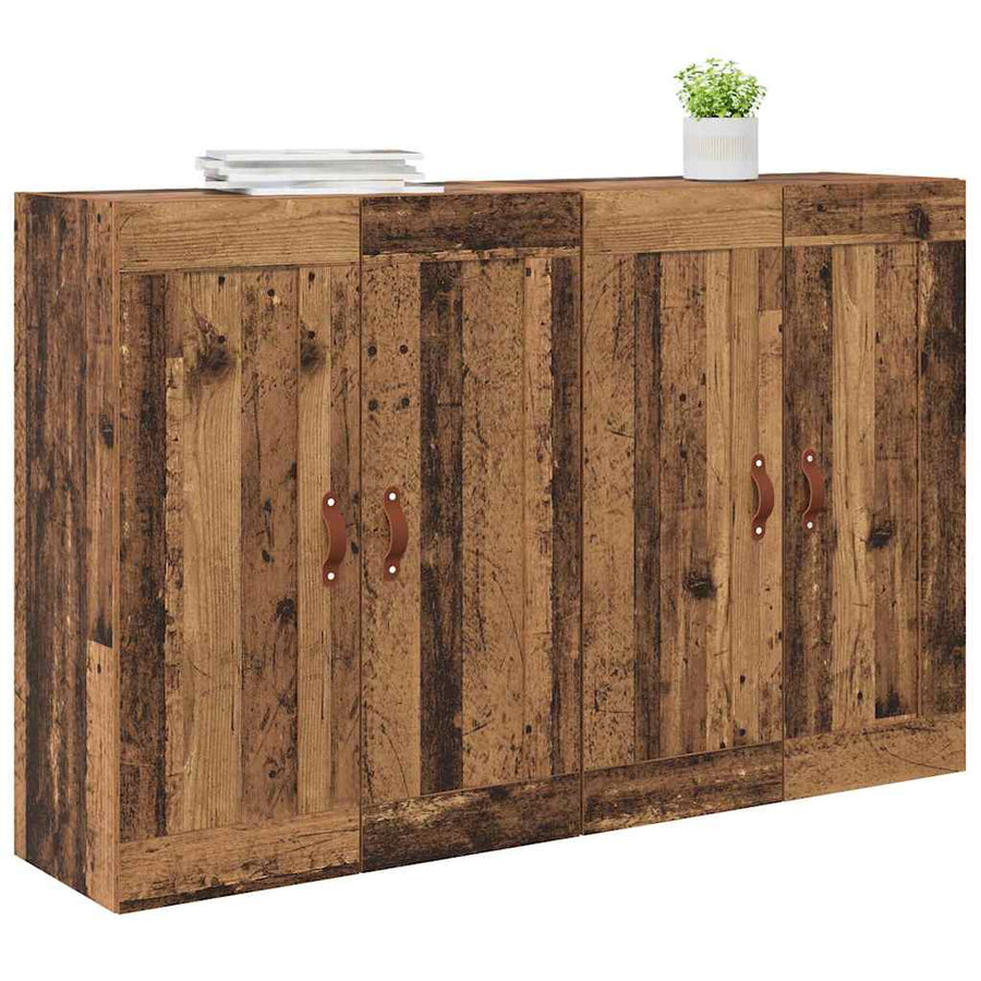 Wandkasten 2 pcs Oud Hout 69,5 x 34 x 90 cm Bewerkt hout