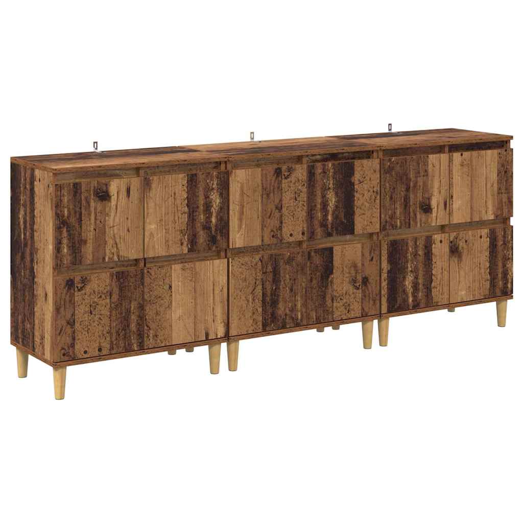 Dressoirs 3 pcs Oud Hout 60 x 35 x 70 cm Bewerkt hout