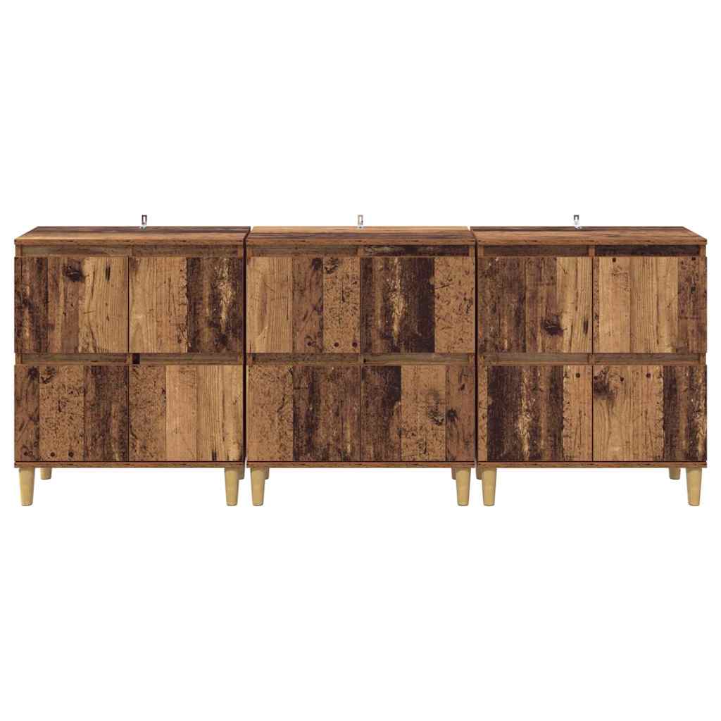 Dressoirs 3 pcs Oud Hout 60 x 35 x 70 cm Bewerkt hout