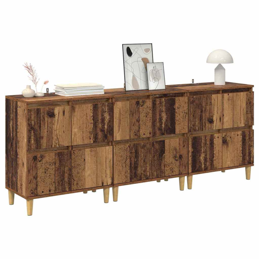 Dressoirs 3 pcs Oud Hout 60 x 35 x 70 cm Bewerkt hout