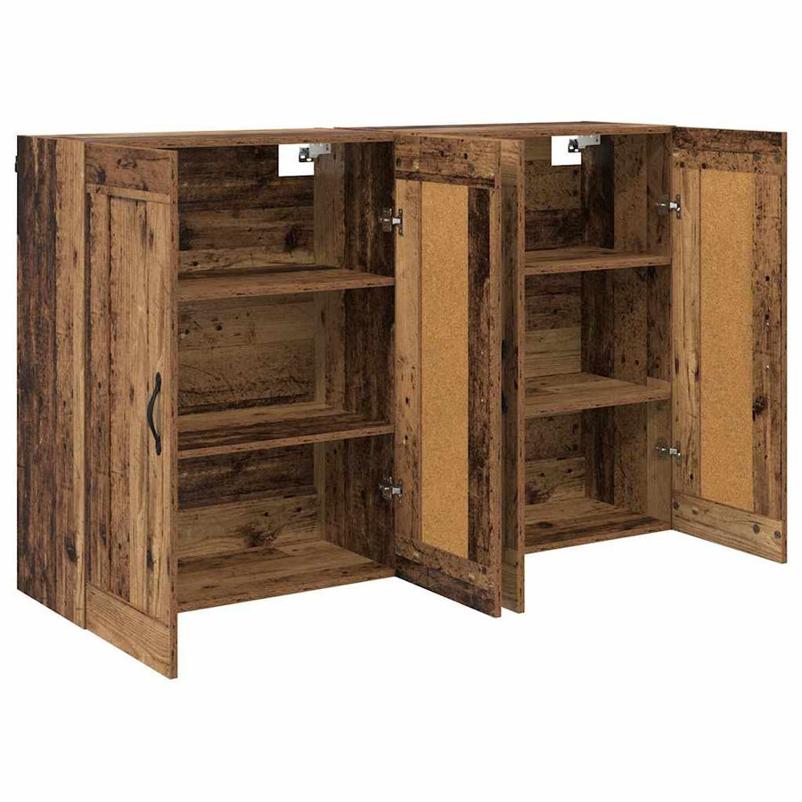 Wandkasten 2 pcs Oud Hout 69,5 x 34 x 90 cm Bewerkt hout